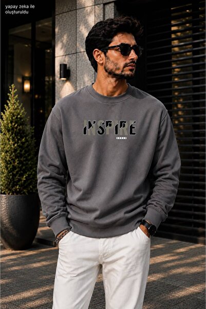 caddekombin Men's Inspire Urban Printed and Texted Crew Neck Casual Regular F...