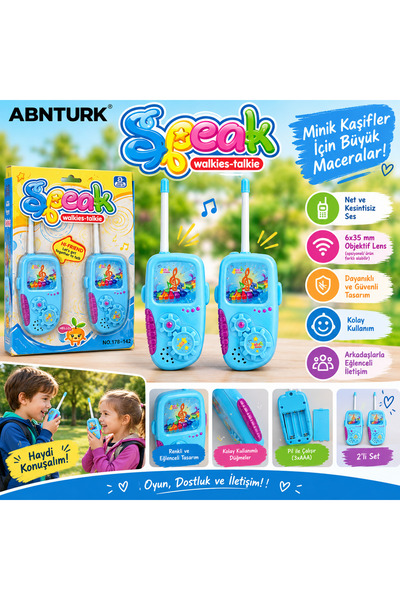abnturk 2'li Çocuklar İçin Sesli Ve Müzikli Eğitici Oyuncak Telsiz Seti 7x25cm