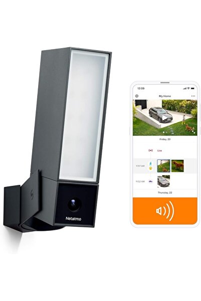Netatmo كاميرا ليجراند الذكية الخارجية مع صفارة إنذار، لون أسود