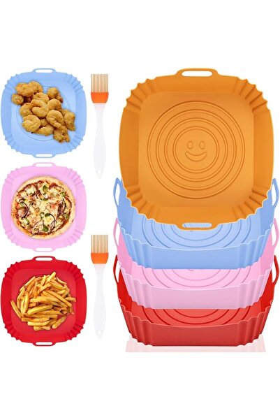 AZONEE 4 Pack Reusable Silicone Air Fryer Liners, 8.5 Inch Square Silicone Ai...