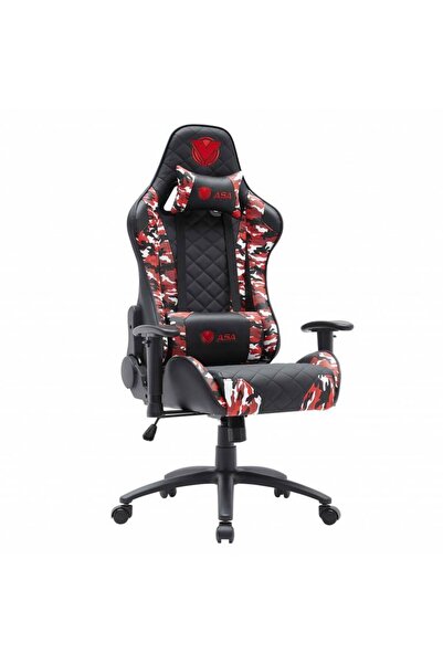 ASA Diamond Gaming Chair in Red Camo with Back and Neck Cushions