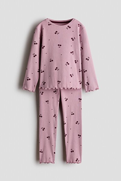 H&M Pamuklu ve Desenli Pijama Takımı