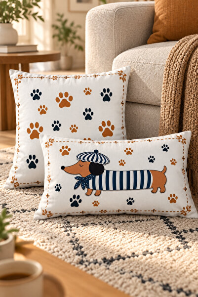 Decomia Home Double-Sided Paw and Dog Pattern Throw Pillow Cover Set (43X43 a...