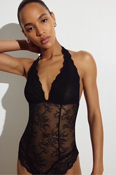 H&M Boyundan Askılı Dantel Thong Body