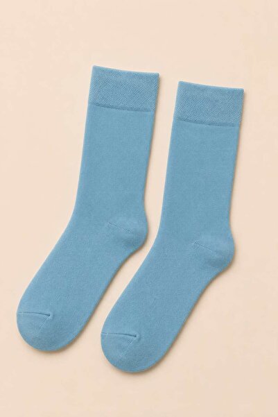 Ka Art Gallery Light Blue Solid Color Unisex Socks Daily Basic Cotton Socks