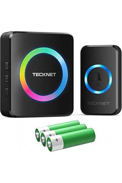 TECKNET جرس باب لاسلكي، 0-120 ديسيبل، يعمل بالبطارية، مدى 1300 قدم، أجراس أبو...