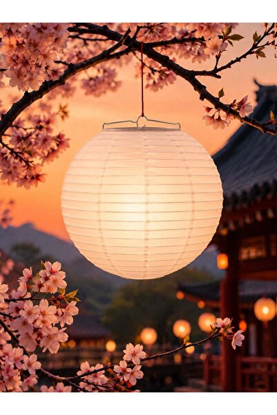 Parti Adresi Beyaz Japon Feneri Kağıt Süs Dekoratif Parti Feneri 50 cm