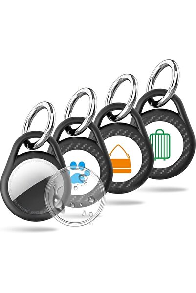 XQOOPS 4 Pack IPX8 Waterproof Holder for Airtag with Keychain for Apple AirTa...