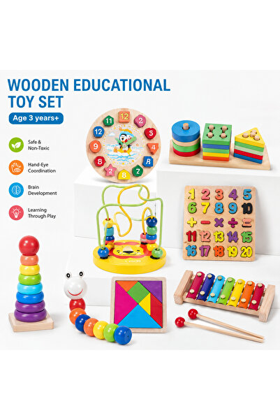 Generic Brand Wooden Educational Toy Set for Kids 3+ Years | Montessori Learn...