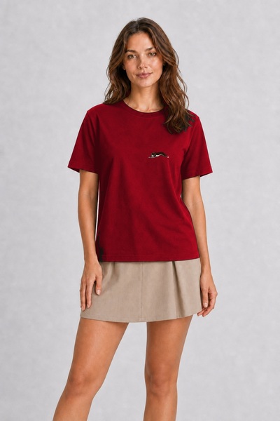 WAKHA Minimalist Flexible Dog Design T-Shirt - Red