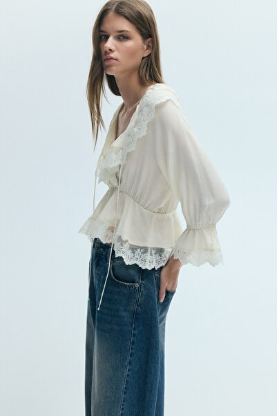 H&M Farbalalı ve Peplumlu Bluz