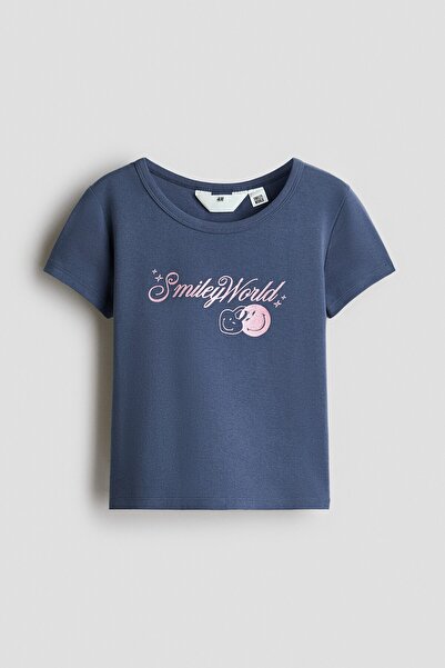 H&M Pamuklu ve Baskı Motifli Tişört