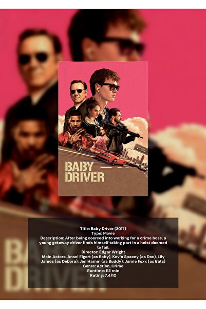 OEM Αφίσα Ινφορματικής Γραφής  "Baby Driver ", Ταινία Δράσης, Χαρτόνι Υψηλής ...
