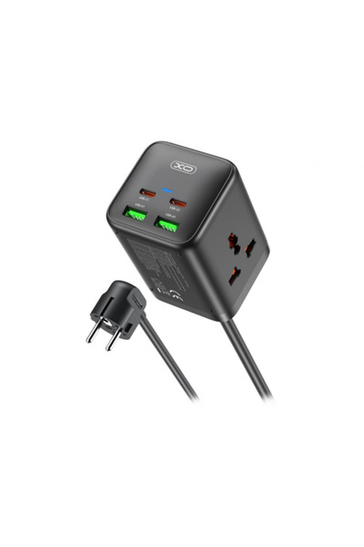 XO Design Extension cord WL24, 2 x Socket - 2 x USB-A - 2 x USB-C, Black