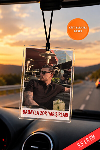 Kişiye Özel Araba Dikiz Aynası Pvc Kaplamalı Görsel Aksesuar, BABAYLA ZOR YARIŞIRLAR!