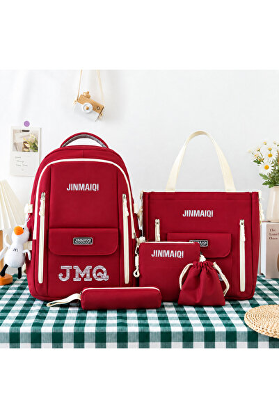 Generic Brand 5-Piece School Bag Set with Backpack, Tote Bag, Pouch, Pencil C...