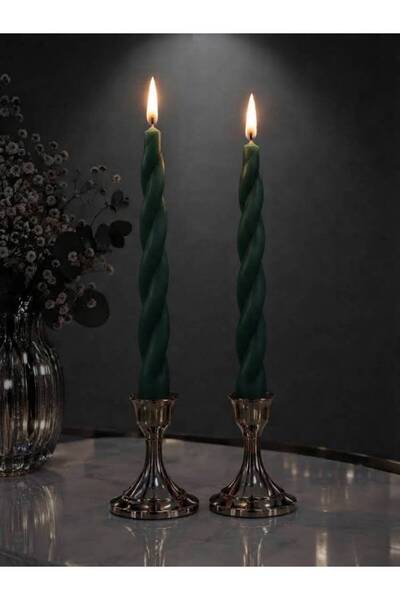 SCA CANDLE Dekoratif Mum Şamdanlık Mum Burgu Mum Yeşil Renk 2 kili
