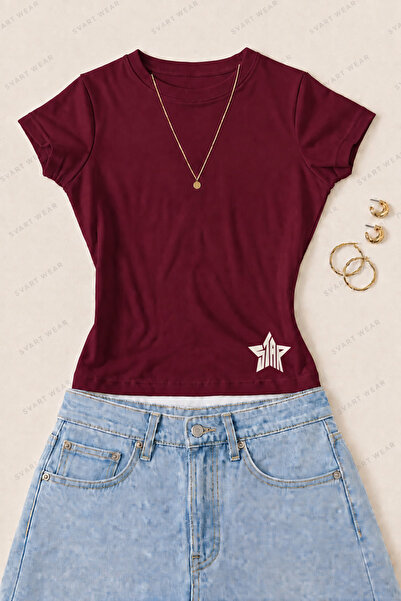 SVART WEAR Γυναικείο μπλουζάκι με στάμπα Star Filled Star από βαμβακερό Lycra...