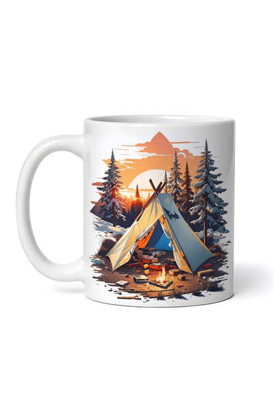 INOVATIX Personalized white mug, Camping in nature, INOVATIX®. 330 ml