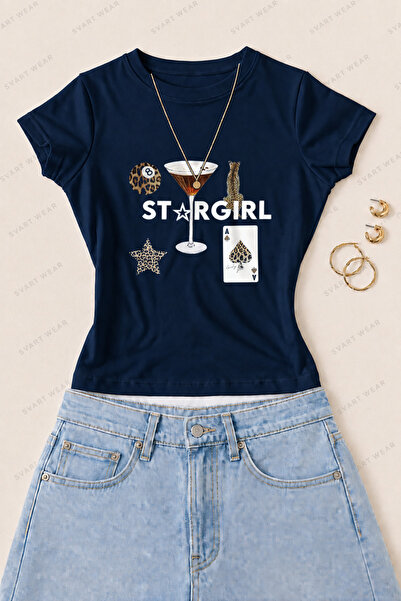 SVART WEAR Γυναικείο μπλουζάκι Stargirl Collage με στάμπα από βαμβάκι Lycra -...
