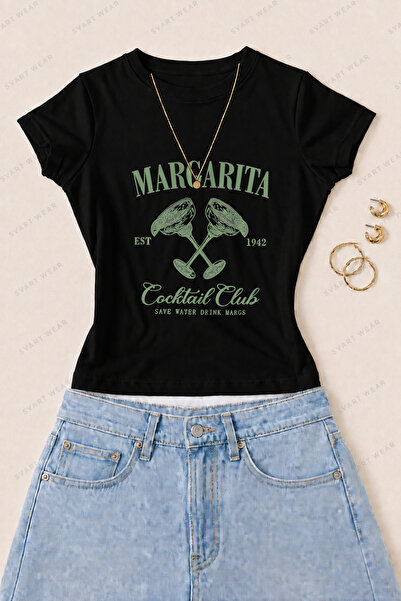 SVART WEAR Γυναικείο μπλουζάκι Margarita Cocktail Club με στάμπα από βαμβάκι ...
