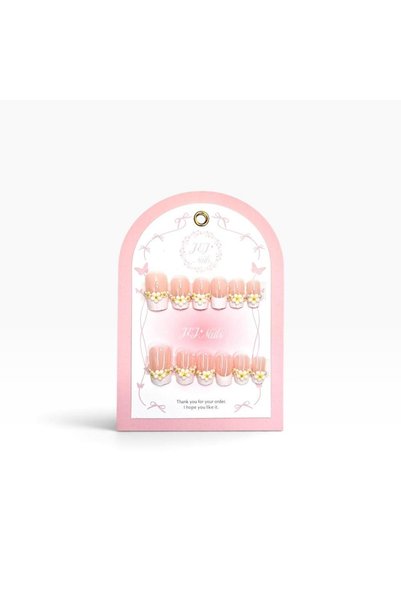 GENRE 92- Gigi Nails with White Flowers and Pearls, Hand Embossed