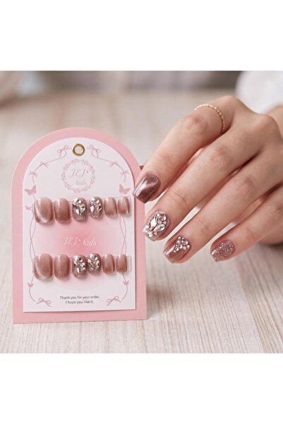 GENRE 98- Gigi Nails with Pink Crystals, Handmade 3D