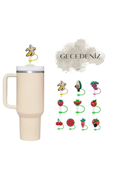 GECEDENİZ غطاء شفاطة متوافق مع الترموس، لون أصفر استوائي