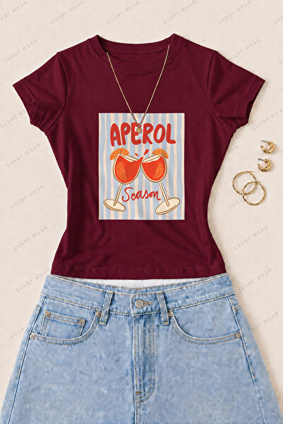 SVART WEAR Γυναικείο μπλουζάκι Aperol Season με στάμπα από βαμβάκι Lycra - Βο...