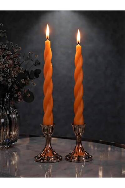 SCA CANDLE Dekoratif Burgu Şamdan Mumu 2'li – Turuncu