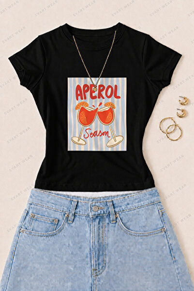 SVART WEAR Γυναικείο μπλουζάκι Aperol Season με στάμπα από βαμβάκι Lycra Slim...