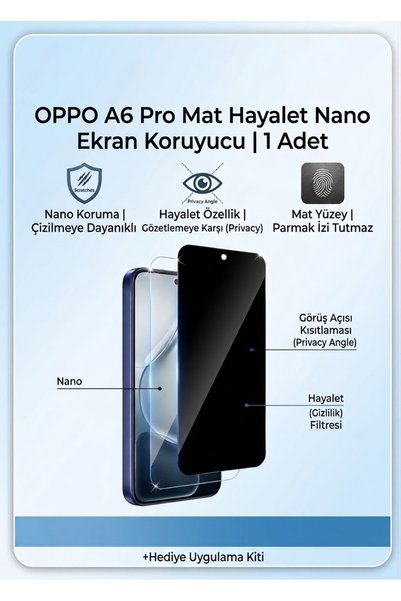 guztech OPPO A6 PRO 5G HAYALET 9H NANO MAT EKRAN KORUYUCU DARBE EMİCİ ÖZELLİKLİ