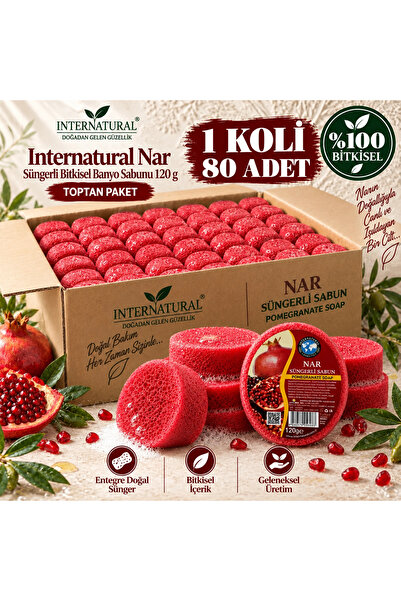 Dermolive Internatural Pomegranate Sponge Herbal Bath Soap 80-Pack Box (80 X ...