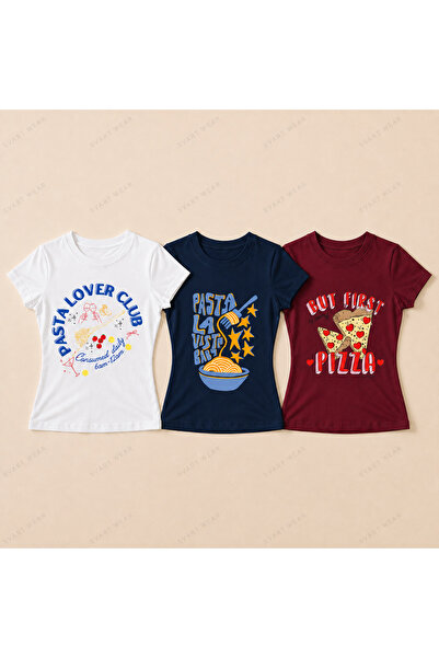 SVART WEAR Ženski set od 3 komada pamučne lycra majice uskog kroja sa temom i...