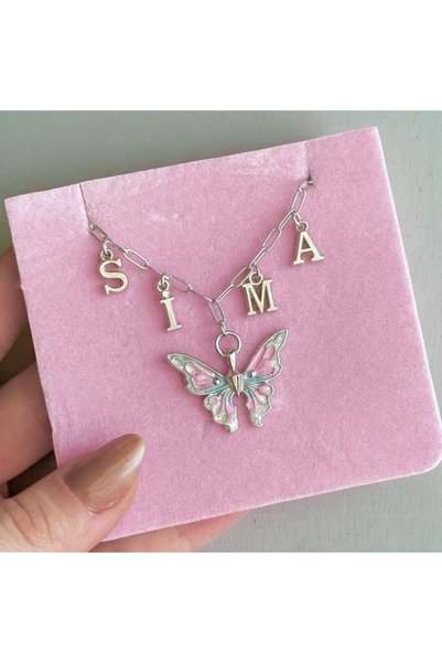 Heda Jewelry Kişiye Özel İsimli Kelebek Kolye (Sipariş Soruları Ekranından İs...