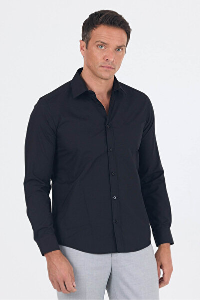İmza Slim Fit Black Men's Shirt 1004260057