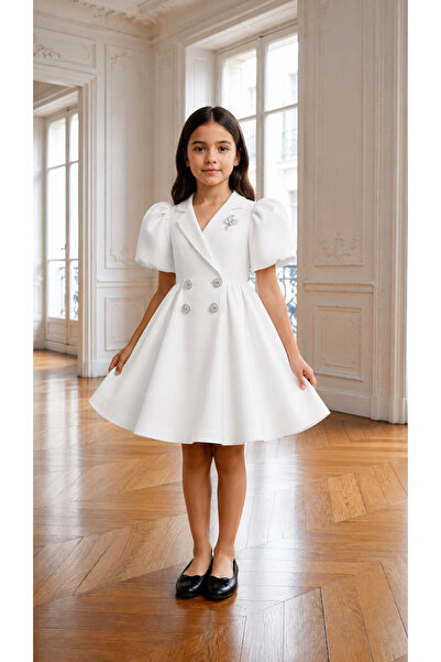 MUSGEM Special Design Umay Model White Color Girl's Evening Dress with Stone ...