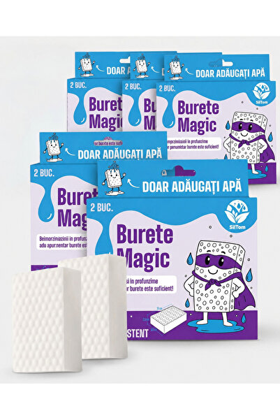 Siltom Burete Magic SilTom,10 buc., curatare eficienta doar cu apa, pentru ro...