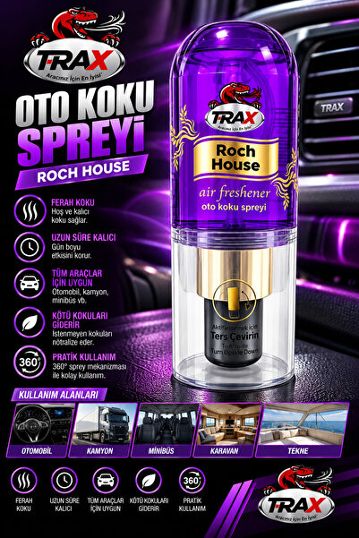 ARACINIZ İÇİN EN İYİSİ T-RAX 🟣 T-RAX Roch House Oto Koku Spreyi – Uzun Süre ...
