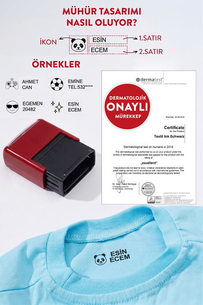AMORE Kıyafet Kaşesi Okul Kaşesi Öğrenci Kaşesi İsim Damga Kaşesi