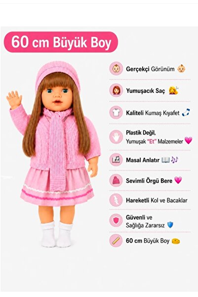 Triko Hırka Kıyafetli Masal Anlatan Aysima Bebek(Et Bebek)