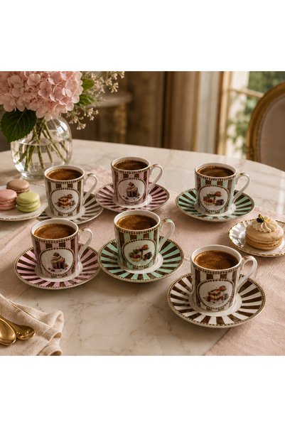 Easy Life Collection's Easy Life Sweet Moments 6'lı Porselen Kahve Fincan Set...