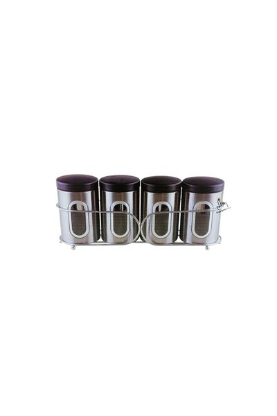 ALSAIF KITCHEN طقم علب بهارات استيل مع استاند 4قطع / 16-00421
