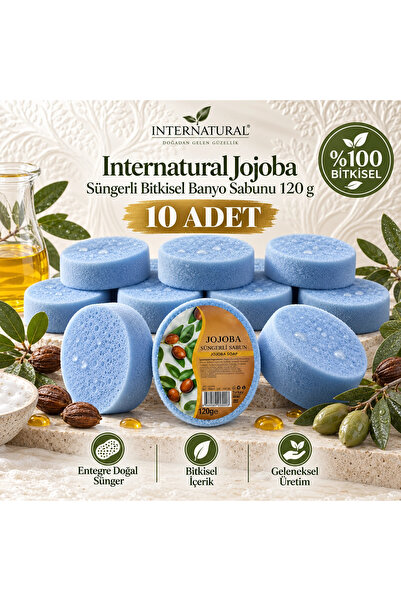 Dermolive Internatural Jojoba Herbal Bath Soap with Sponge 10 Pack (10 X 120 g)