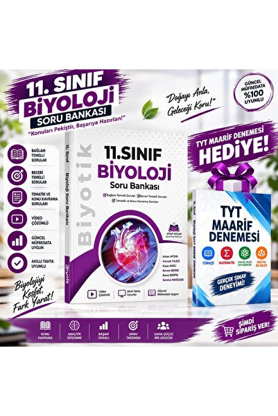 Biyotik Yayınları BİYOTİK 11.SINIF BİYOLOJİ SORU BANKASI-TYT MAARİF DENEME HE...