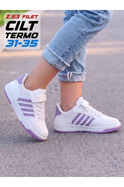 PAPUCUMUN DÜNYASI Children's Lace-Up Velcro Easy-On Daily Sports Shoes Sneaker