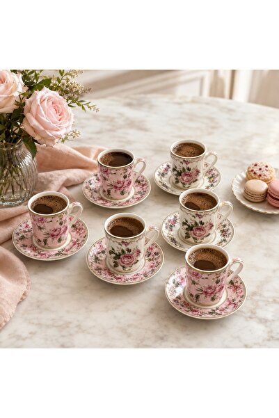 Easy Life Collection's Easy Life Chant Des Roses 6'lı Porselen Kahve Fincan S...