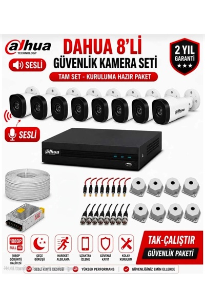 DAHUA Sesli 8'Li Güvenlik Kamera Seti