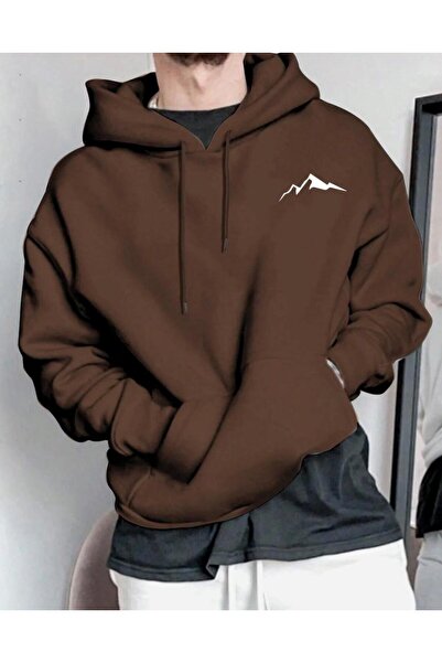 NIGRUM PARDUS Ανδρικό φούτερ με κουκούλα, με σχέδιο Minimal Drawing Mountain,...