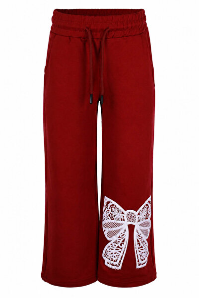 trender Ribbon Print 2-Strand Burgundy Girls' Sweatpants 8076